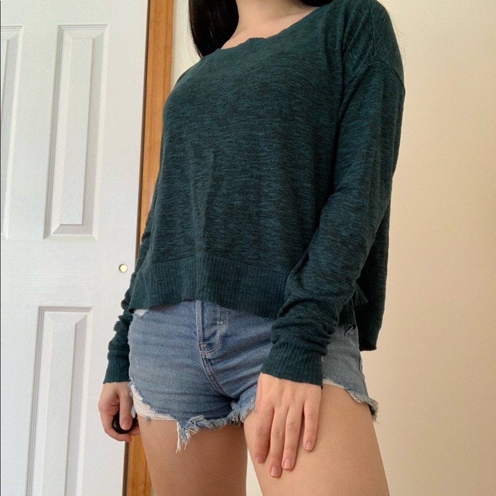 forest green knit long sleeve top